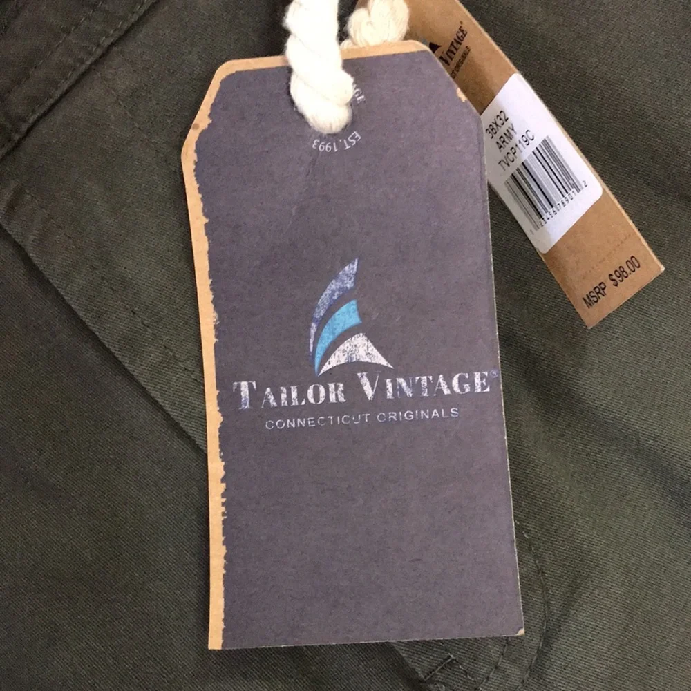 NWT Tailor Vintage Canaan Slim Fit Chinos Army